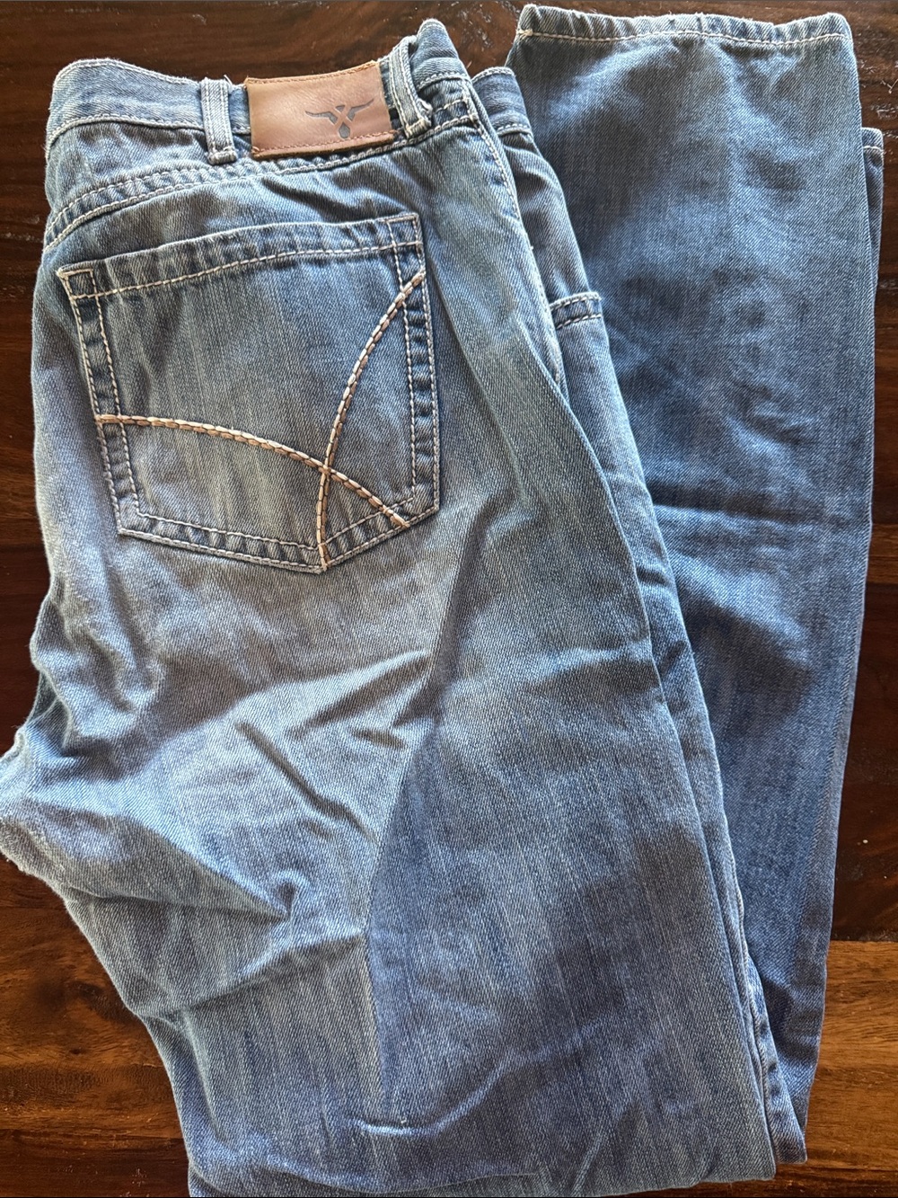 Wrangler Men's Bootcut Jeans Light Blue Denim 36x34
